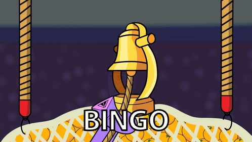 A Cartoon Drawing Of A Bell With The Word Bingo Below It GIF