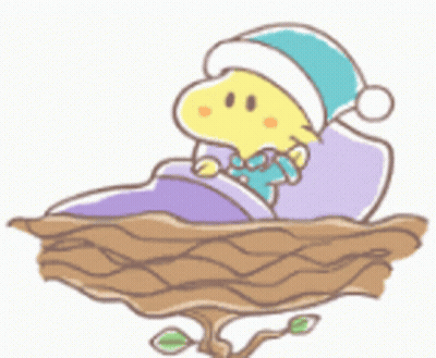 A Cartoon Drawing Of A Bird In A Nest Wearing A Hat GIF