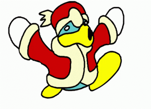 A Cartoon Drawing Of A Bird Wearing A Santa Claus Outfit GIF