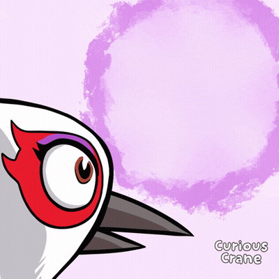 A Cartoon Drawing Of A Bird With The Words Curious Crane On The Bottom GIF