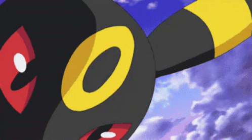A Cartoon Drawing Of A Black And Yellow Pokemon With A Red Eye GIF