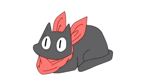 A Cartoon Drawing Of A Black Cat Wearing A Scarf Around Its Neck Sticker