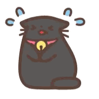 A Cartoon Drawing Of A Black Cat With Tears Coming Out Of It 'S Eyes Sticker