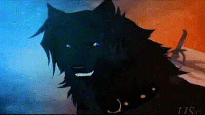 A Cartoon Drawing Of A Black Wolf With A Collar On GIF