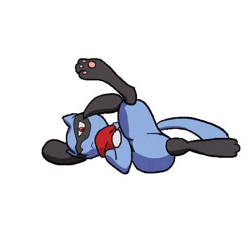 A Cartoon Drawing Of A Blue And Black Animal Laying On Its Back Sticker