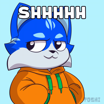 A Cartoon Drawing Of A Blue And Gray Animal With The Words Shhhh On It GIF