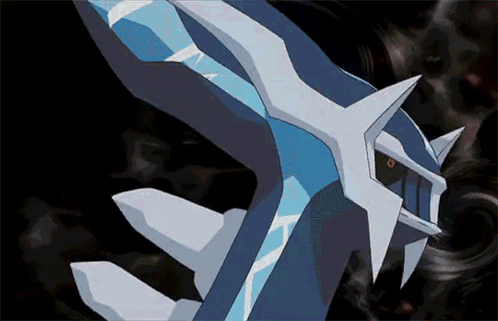 A Cartoon Drawing Of A Blue And White Monster With A Black Background GIF