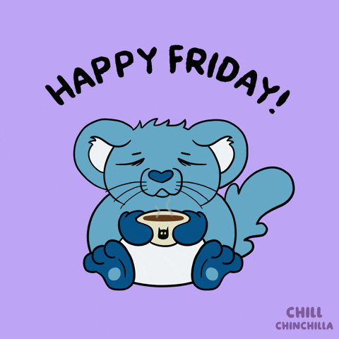 A Cartoon Drawing Of A Blue Animal With The Words Happy Friday GIF