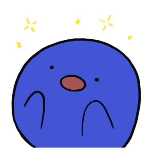 A Cartoon Drawing Of A Blue Ball With A Red Nose And Yellow Stars Coming Out Of It 'S Head Sticker