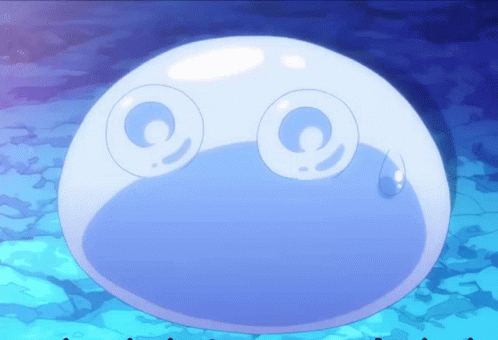 A Cartoon Drawing Of A Blue Ball With Two Eyes GIF
