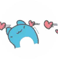 A Cartoon Drawing Of A Blue Bear With Hearts Coming Out Of Its Mouth Sticker