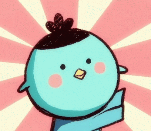 A Cartoon Drawing Of A Blue Bird With A Yellow Beak GIF