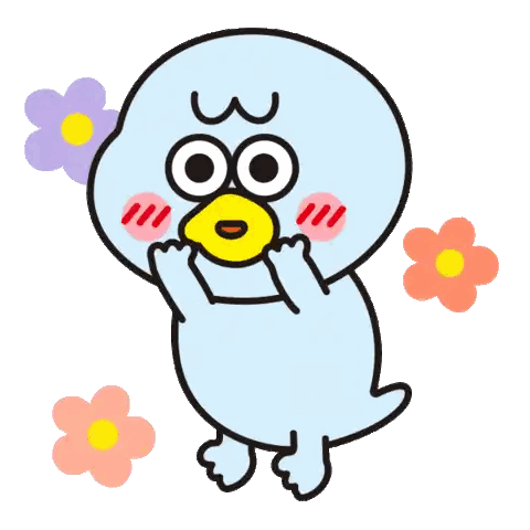 A Cartoon Drawing Of A Blue Bird With A Yellow Beak Surrounded By Flowers Sticker