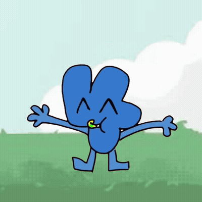 A Cartoon Drawing Of A Blue Cartoon Character With Arms Outstretched GIF