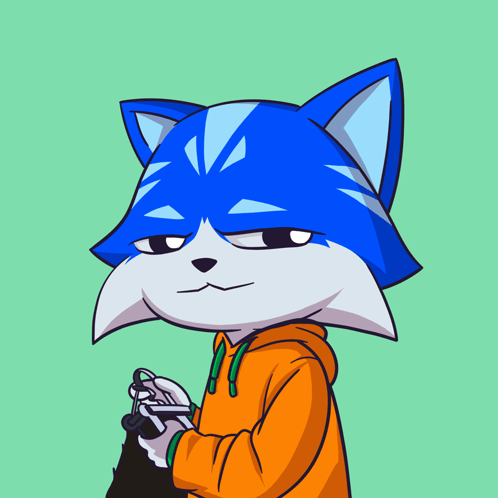 A Cartoon Drawing Of A Blue Cat Wearing A Hoodie And Holding A Gun GIF