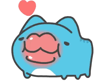 A Cartoon Drawing Of A Blue Cat With A Red Heart Above Its Head Sticker