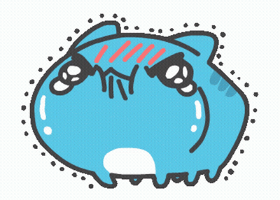 A Cartoon Drawing Of A Blue Cat With A Red Spot On Its Head GIF