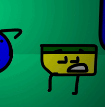 A Cartoon Drawing Of A Blue Circle And A Yellow Box With A Face That Says " I 'M Sorry " GIF