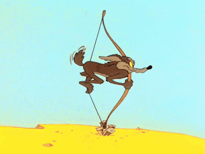 A Cartoon Drawing Of A Blue Circle With A Bow And Arrow GIF