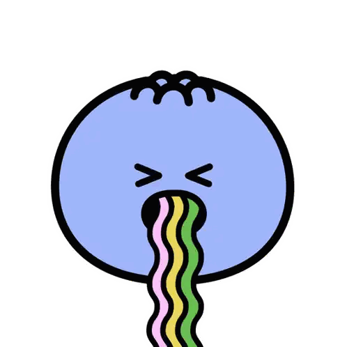 A Cartoon Drawing Of A Blue Circle With A Rainbow Coming Out Of It 'S Mouth Sticker