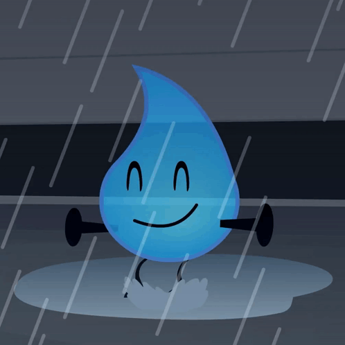 A Cartoon Drawing Of A Blue Drop With A Face And Arms And Legs GIF