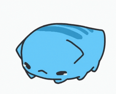 A Cartoon Drawing Of A Blue Fish With A Sad Face GIF