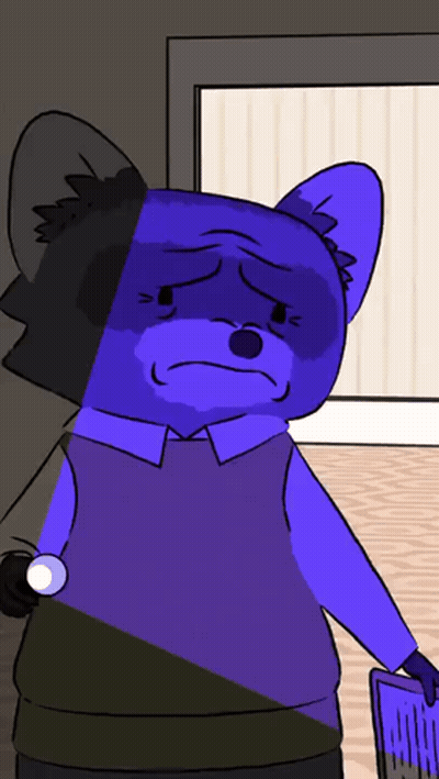 A Cartoon Drawing Of A Blue Raccoon With A Stethoscope Around His Neck GIF