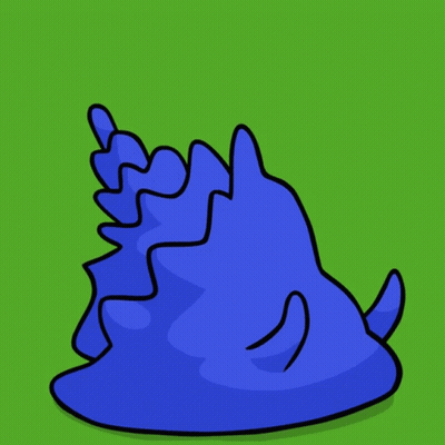 A Cartoon Drawing Of A Blue Shell With A Yellow Head GIF