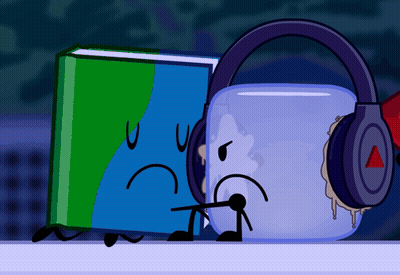 A Cartoon Drawing Of A Book And A Sad Face GIF