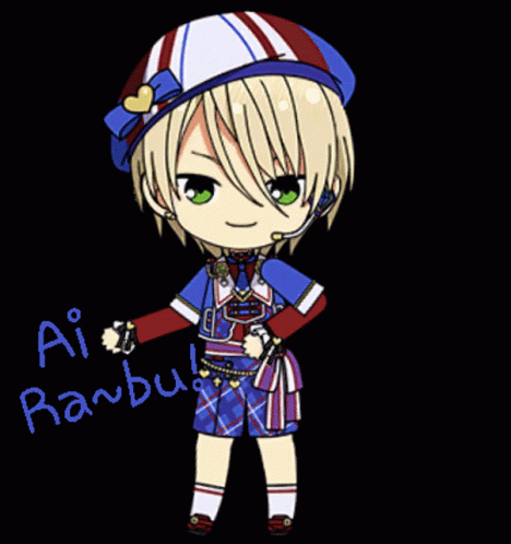 A Cartoon Drawing Of A Boy Holding A Heart Shaped Balloon With The Words Ai Rambut Written On The Bottom GIF