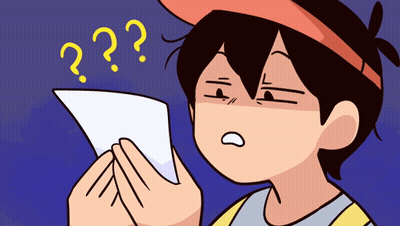 A Cartoon Drawing Of A Boy Holding A Piece Of Paper With Question Marks Above Him GIF