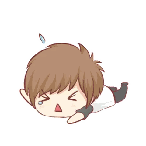 A Cartoon Drawing Of A Boy Laying On The Floor With Tears Coming Out Of His Eyes Sticker