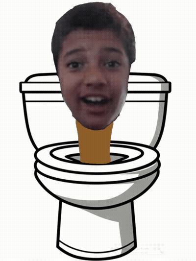 A Cartoon Drawing Of A Boy 'S Head In A Toilet GIF