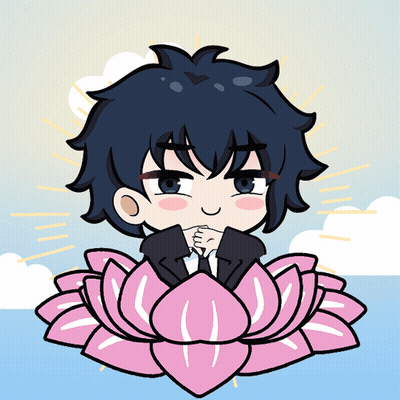 A Cartoon Drawing Of A Boy Sitting On A Pink Flower GIF