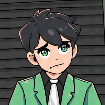 A Cartoon Drawing Of A Boy Wearing A Green Suit And Tie GIF