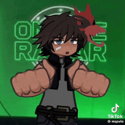 A Cartoon Drawing Of A Boy With A Cat On His Head And A Green Background With The Letters O And R On It GIF