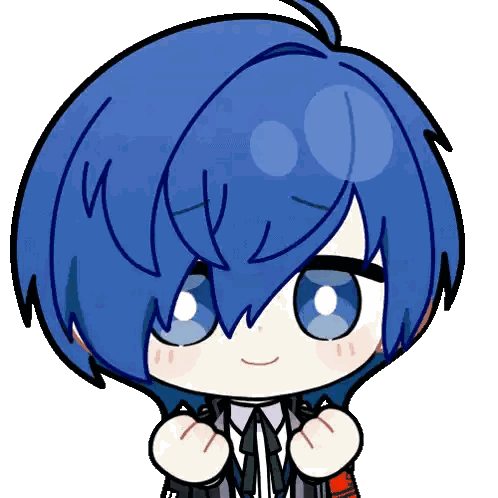 A Cartoon Drawing Of A Boy With Blue Hair And Blue Eyes Sticker