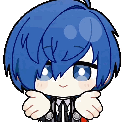 A Cartoon Drawing Of A Boy With Blue Hair Sticker