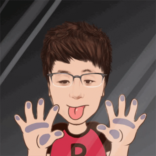 A Cartoon Drawing Of A Boy With Glasses And A Shirt That Says P On It GIF