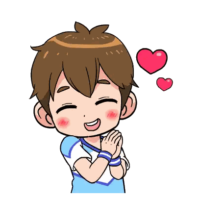 A Cartoon Drawing Of A Boy With Hearts Above His Head GIF