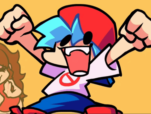 A Cartoon Drawing Of A Boy With His Fist Up GIF