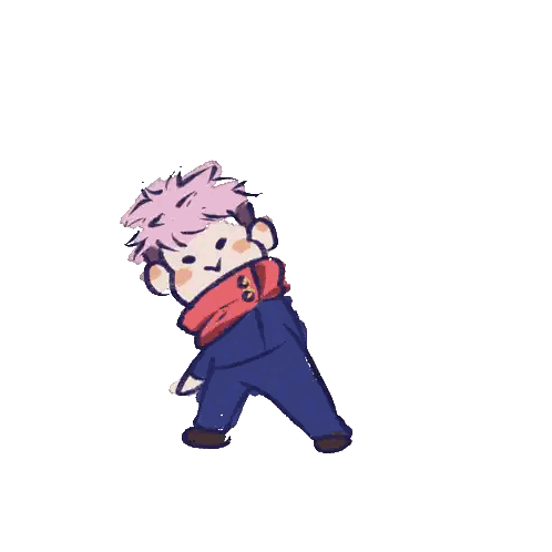 A Cartoon Drawing Of A Boy With Pink Hair And A Scarf Around His Neck Sticker