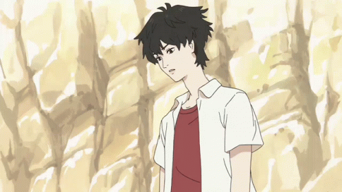 A Cartoon Drawing Of A Boy With Short Black Hair GIF