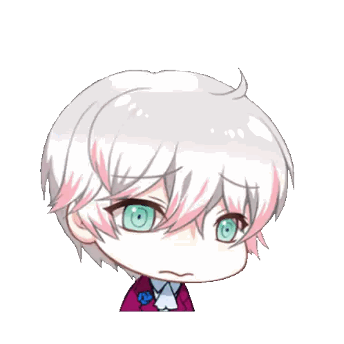 A Cartoon Drawing Of A Boy With White Hair And Green Eyes Sticker
