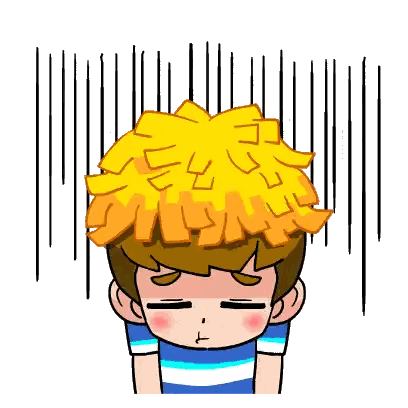 A Cartoon Drawing Of A Boy With Yellow Hair And A Blue Shirt Sticker