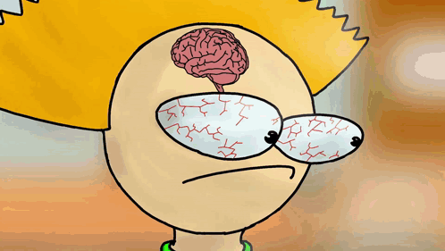 A Cartoon Drawing Of A Brain Coming Out Of A Hole In Someone 'S Head GIF