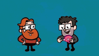 A Cartoon Drawing Of A Brain With A Man Behind It GIF