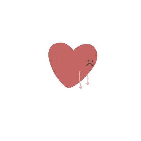 A Cartoon Drawing Of A Broken Heart With Sad Face Sticker