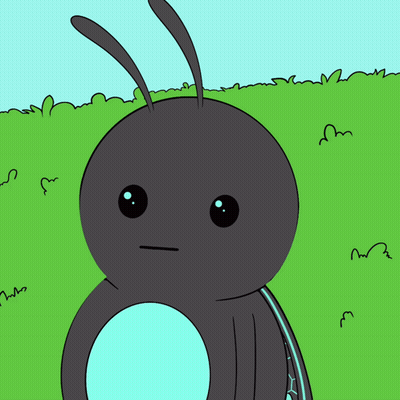 A Cartoon Drawing Of A Bug With A Blue Circle In The Middle Of Its Body GIF