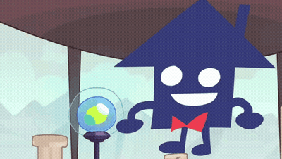 A Cartoon Drawing Of A Building With Arms And Legs Holding A Globe GIF